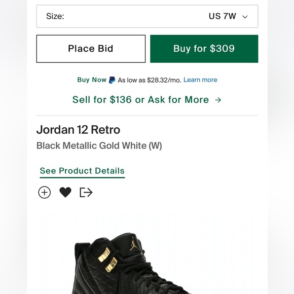 Air Jordan 12 Retro Women's Black/Metallic Gold-White - Picture 5 of 5